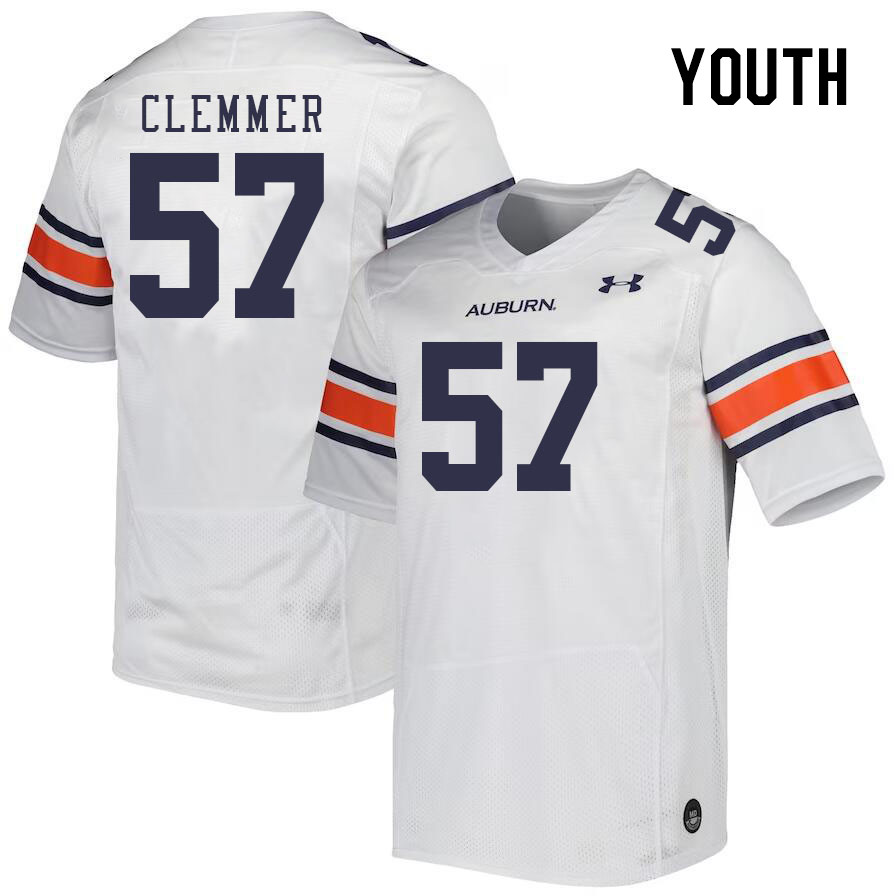Youth #57 Harrison Clemmer Auburn Tigers College Football Jerseys Stitched Sale-White